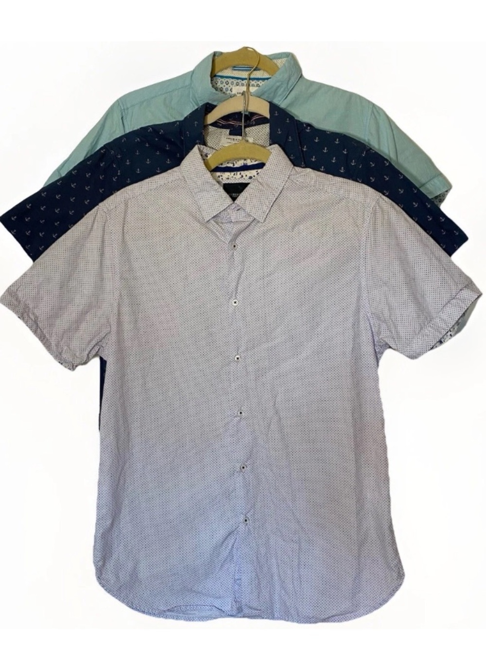 Denim & Flower Men’s Medium Slim Ricky Singh Blue Button Down Shirts Lot Of 3